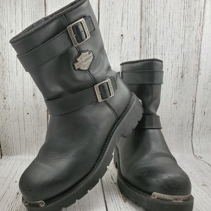 Mens Black Leather Harley Davidison Boots